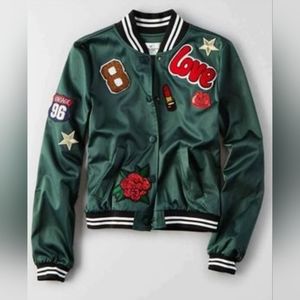 Vintage American Eagle Green Satin jacket with appliques